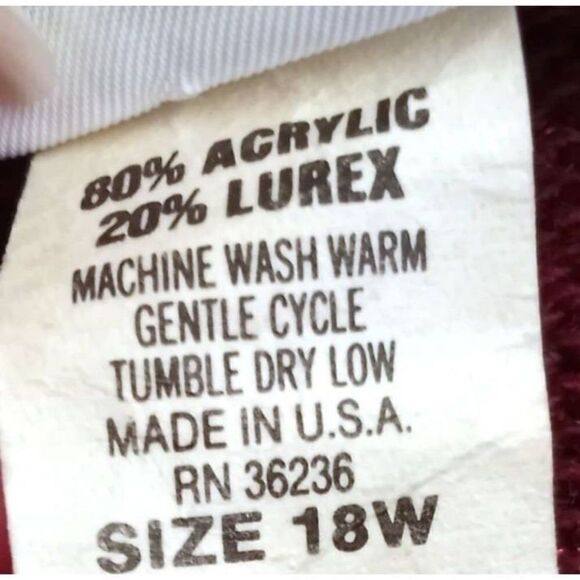 BASIC EDITIONS RED/BURGUNDY METALLIC SWEATER TUNIC SZ.18W EUC - Picture 4 of 4